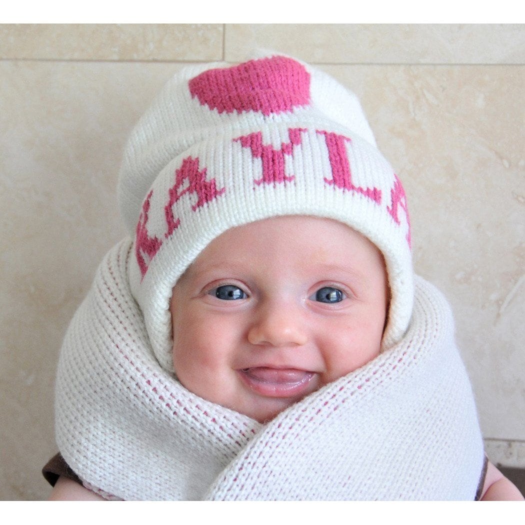 Single Heart Personalized Knit Hat-Hats-Jack and Jill Boutique