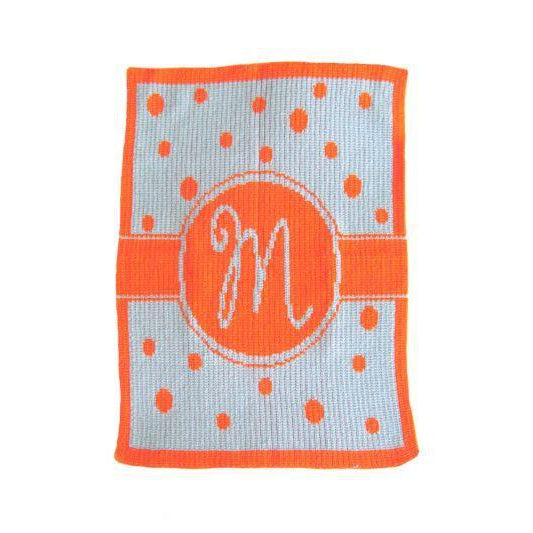 Single Initial Polka Dot Banner Personalized Stroller Blanket or Baby Blanket-Blankets-Jack and Jill Boutique
