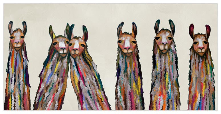 Six Lively Llamas on Cream Wall Art-Wall Art-Jack and Jill Boutique