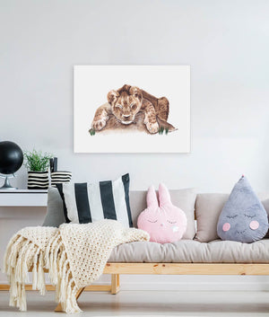 Sleeping Animal Portraits - Baby Lion Wall Art-Wall Art-Jack and Jill Boutique