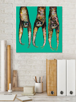 Sloths Hanging Out On Bright Teal Wall Art-Wall Art-Jack and Jill Boutique