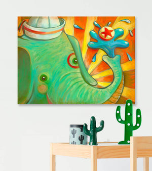 Splash the Elephant Wall Art-Wall Art-24x18 Canvas-Jack and Jill Boutique