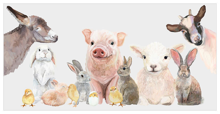 Spring Animal Babies - Gray Wall Art-Wall Art-Jack and Jill Boutique