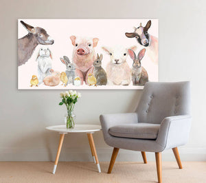 Spring Animal Babies - Pink Wall Art-Wall Art-Jack and Jill Boutique