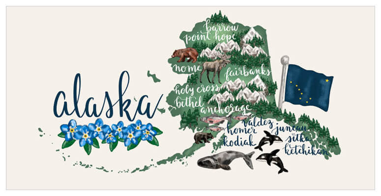 State Map - Alaska Wall Art-Wall Art-Jack and Jill Boutique