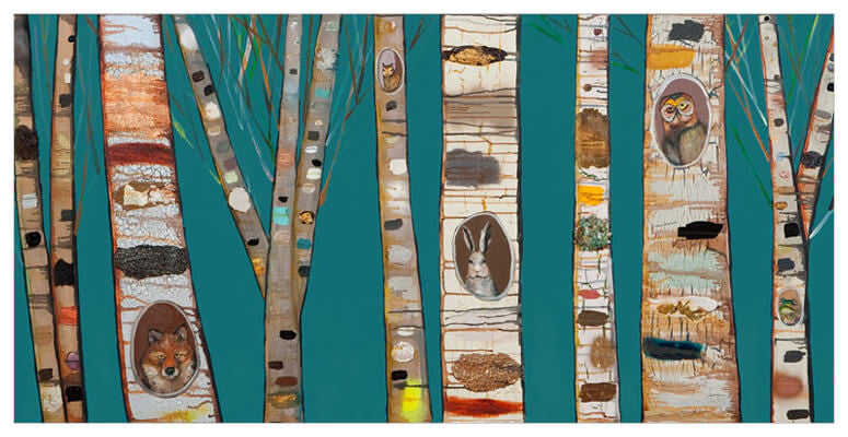 Teal Birch Trees Wall Art-Wall Art-Jack and Jill Boutique