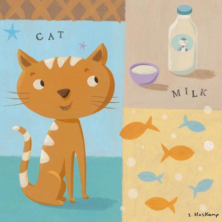 The Cat Takes Milk | Canvas Wall Art-Canvas Wall Art-Jack and Jill Boutique