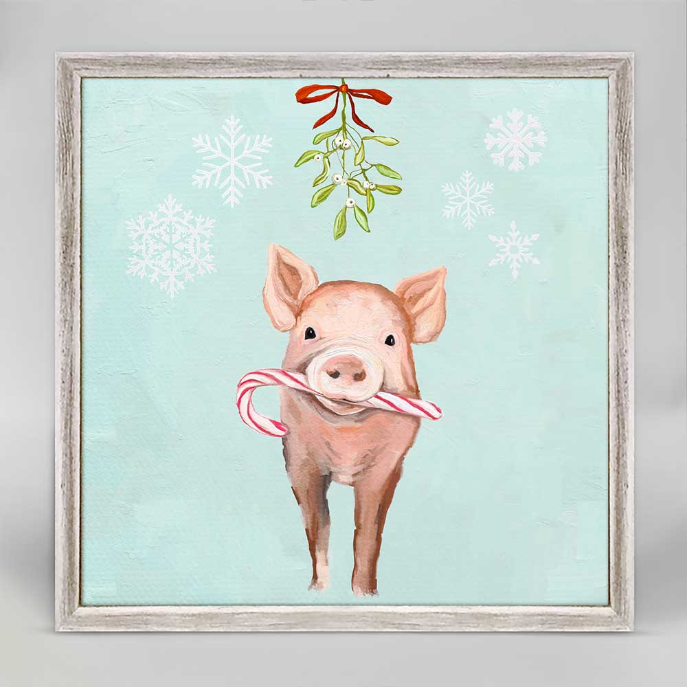 Holiday - Festive Pig Mini Framed Canvas-Mini Framed Canvas-Jack and Jill Boutique