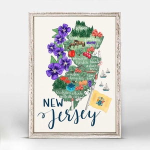 State Map - New Jersey Mini Framed Canvas-Mini Framed Canvas-Jack and Jill Boutique