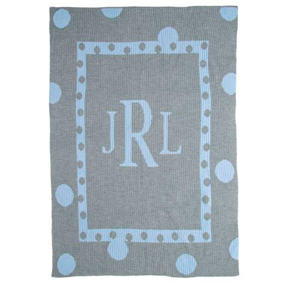 Large Polka Dot Monogram Personalized Stroller Blanket or Baby Blanket-Blankets-Jack and Jill Boutique