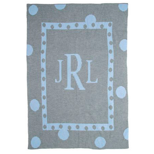Large Polka Dot Monogram Personalized Stroller Blanket or Baby Blanket-Blankets-Jack and Jill Boutique