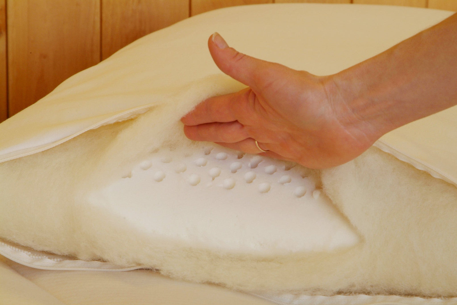 Wool-Wrapped Latex Bed Pillow by Holy Lamb Organics – view 5