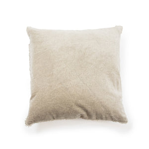 Velvet Pillow with Pom Pom Trim (4 Colors)-Pillow-Sand-Jack and Jill Boutique