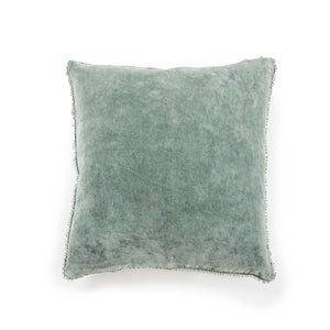 Velvet Pillow with Pom Pom Trim (4 Colors)-Pillow-Sage-Jack and Jill Boutique