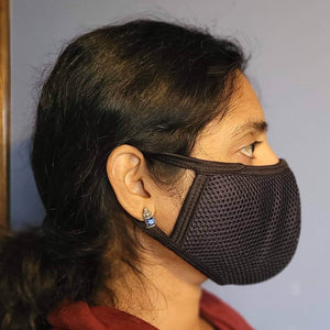 Black Mesh Two Layer Washable Cotton Face Masks-Face Mask-Jack and Jill Boutique