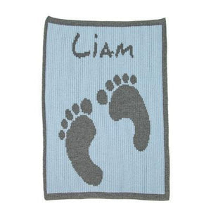 Baby Footprint & Name Personalized Stroller Blanket or Baby Blanket-Blankets-Jack and Jill Boutique