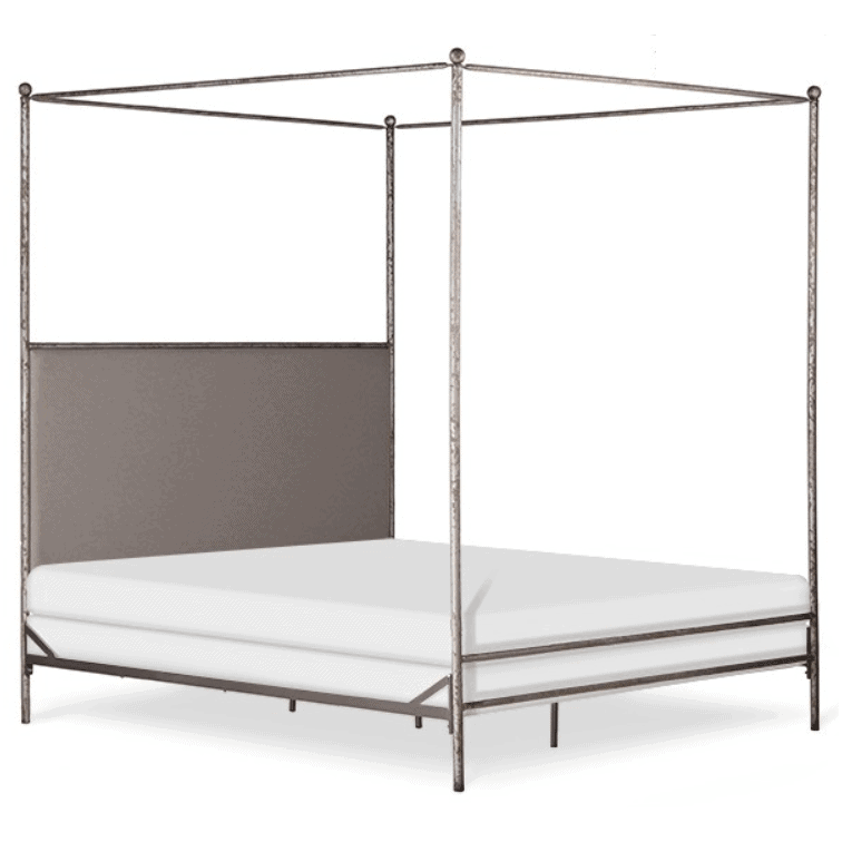 Corsican Iron Canopy Bed 43058 | Straight Canopy Bed with Upholstered Headboard Panel-Canopy Bed-Jack and Jill Boutique