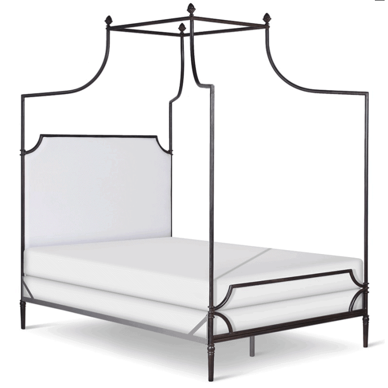 Corsican Iron Canopy Bed 43116 | Olivia Canopy Bed with Upholstered Headboard-Canopy Bed-Jack and Jill Boutique