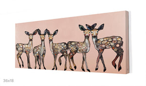 5 Dancing Fawns On Coral Wall Art-Wall Art-Jack and Jill Boutique