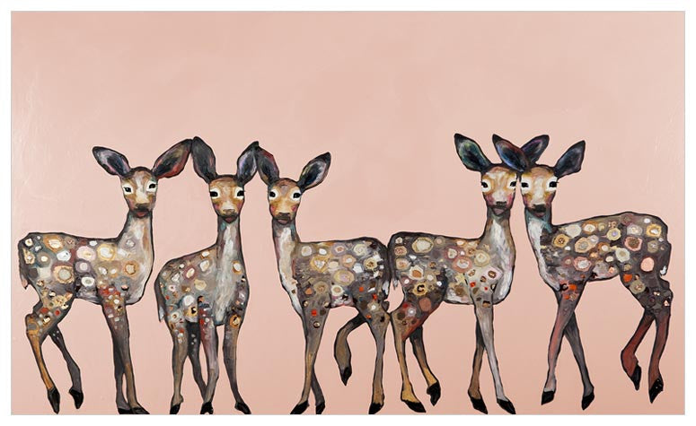 5 Dancing Fawns On Coral Wall Art-Wall Art-Jack and Jill Boutique