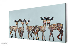 5 Dancing Fawns On Ice Blue Wall Art-Wall Art-Jack and Jill Boutique