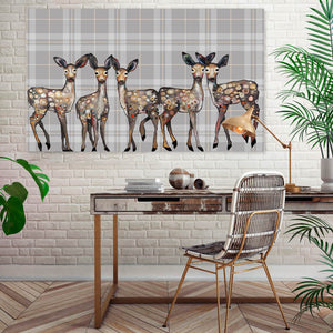 5 Dancing Fawns On Plaid Wall Art-Wall Art-Jack and Jill Boutique