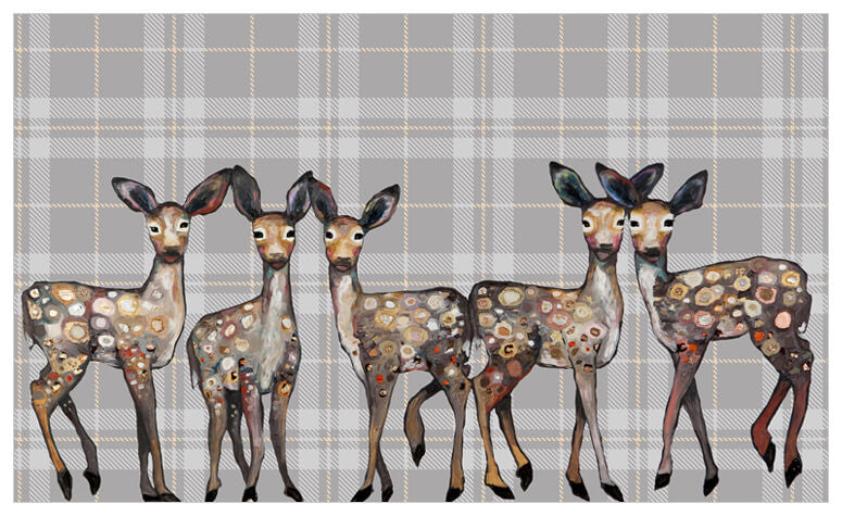 5 Dancing Fawns On Plaid Wall Art-Wall Art-Jack and Jill Boutique