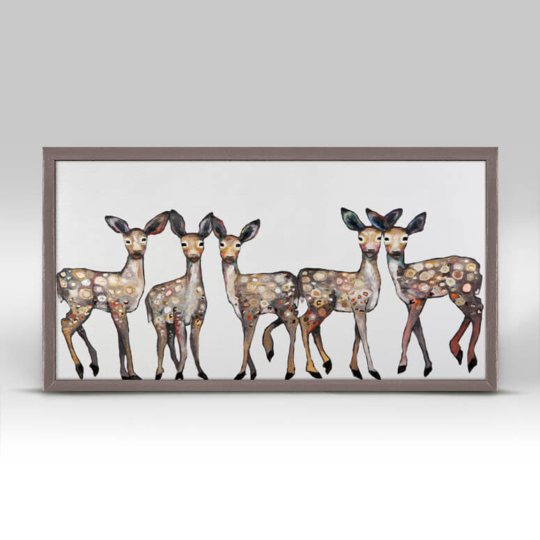 5 Dancing Fawns - Mini Framed Canvas-Mini Framed Canvas-Jack and Jill Boutique