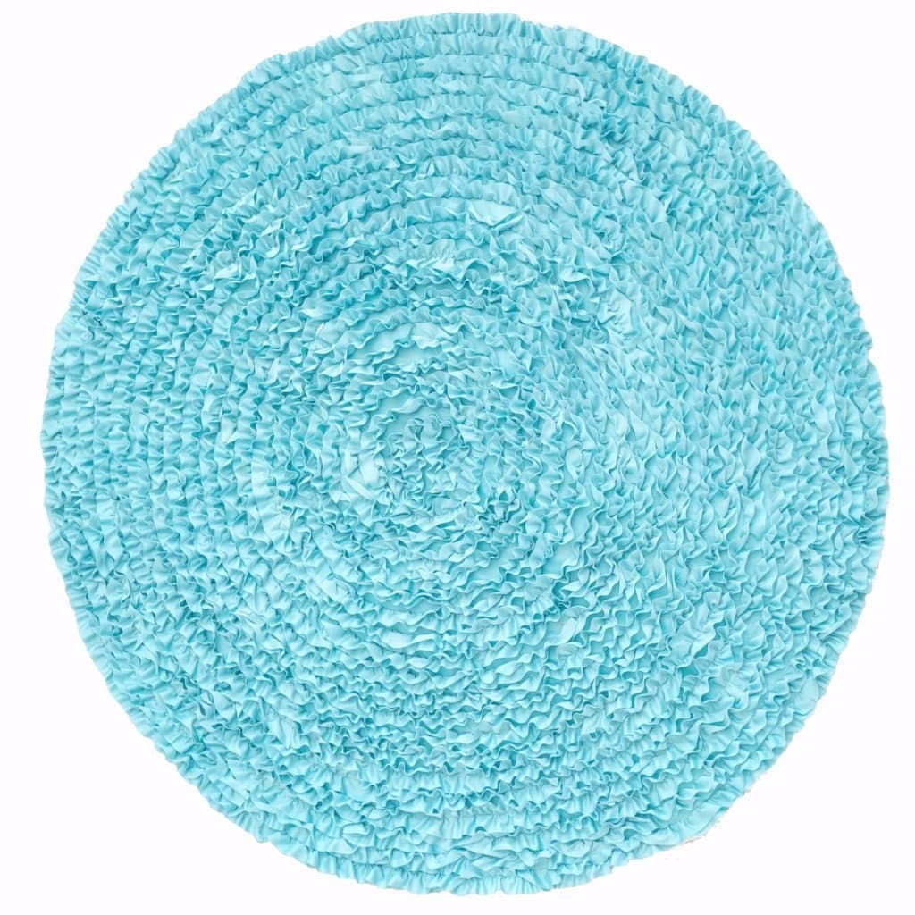 5 Ft Round Aqua Ruffle Rug - Nursery Rugs Clearance-Rugs-Jack and Jill Boutique