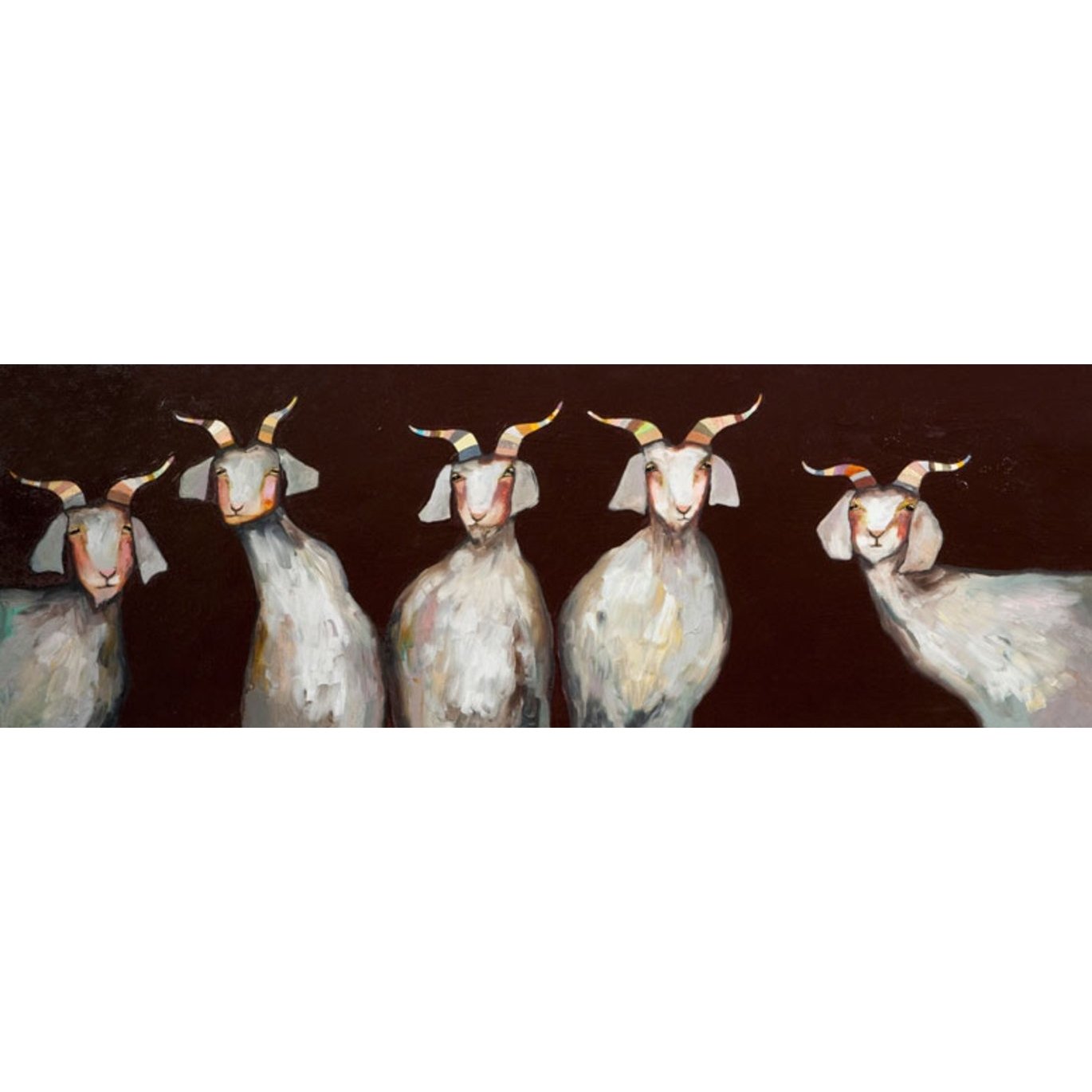 5 Goats on Chocolate Brown | Canvas Wall Art-Canvas Wall Art-Jack and Jill Boutique