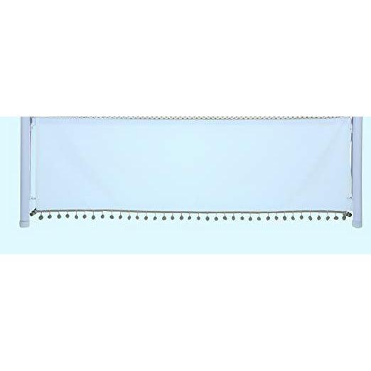 Flat White Denim Pom Pom Crib Skirt (Gray)-Crib Skirt-Jack and Jill Boutique