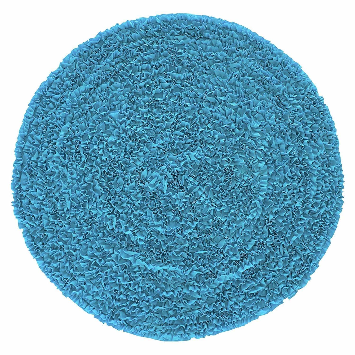 5 Ft Round Turquoise Ruffle Rug - Nursery Rugs Clearance-Rugs-Jack and Jill Boutique