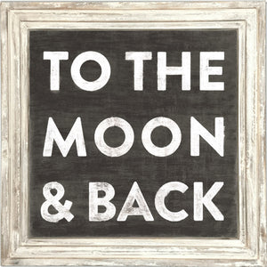 ART PRINT - To the Moon and Back in black background-Art Print-3 x 3 Ft-White Wash Frame-Jack and Jill Boutique