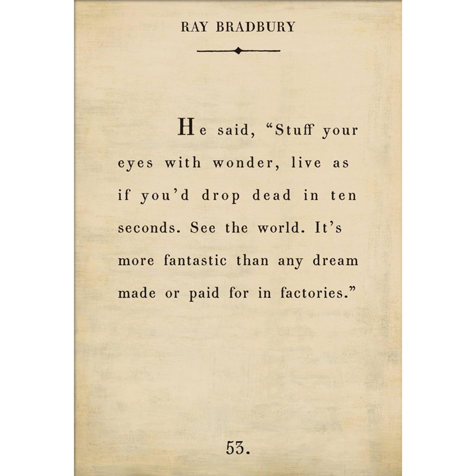 Ray Bradbury - Book Collection Art Print-Art Print-17" x 25"-Cream-Gallery Wrap-Jack and Jill Boutique