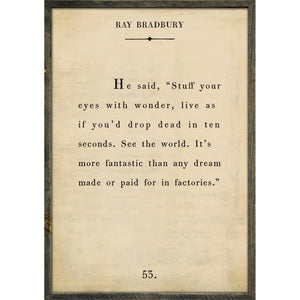 Ray Bradbury - Book Collection Art Print-Art Print-17" x 25"-Cream-Grey Wood Frame-Jack and Jill Boutique
