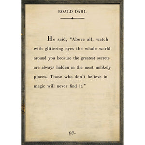Roald Dahl - Book Collection Art Print-Art Print-17" x 25"-Cream-Grey Wood Frame-Jack and Jill Boutique