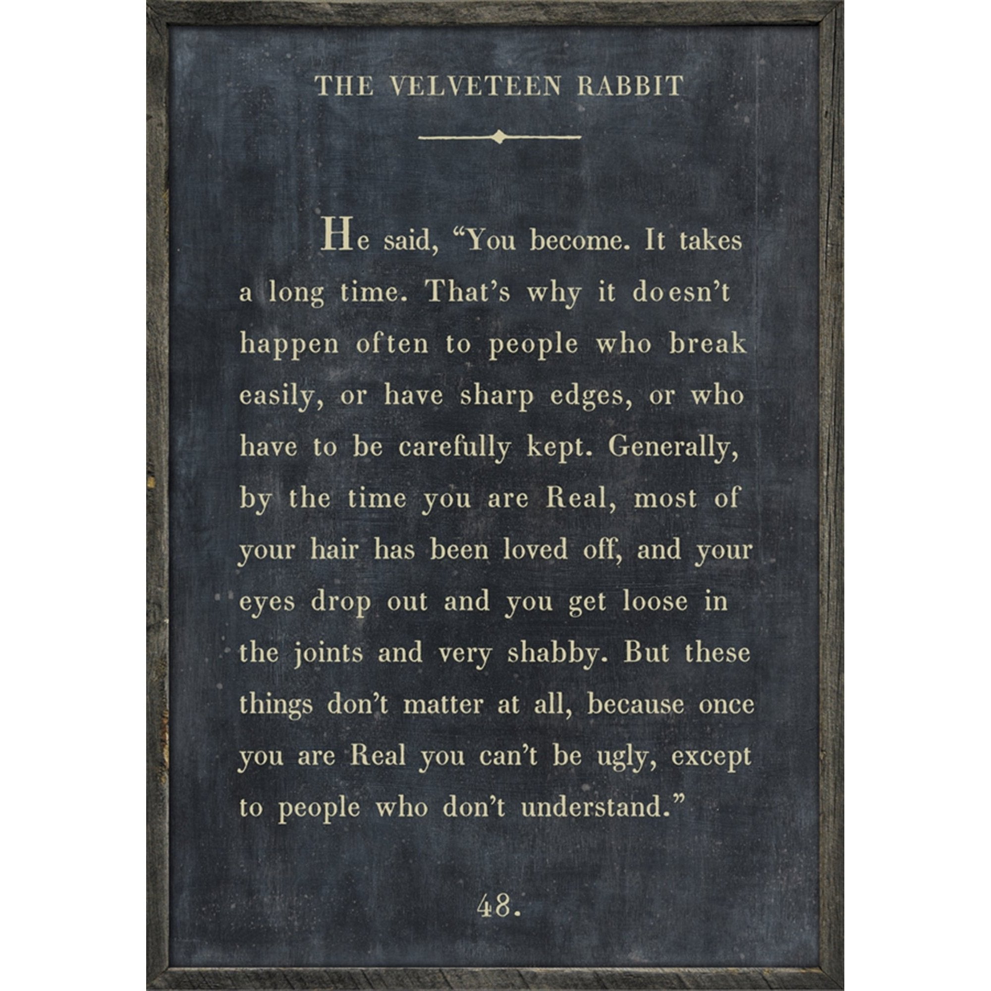 The Velveteen Rabbit - Book Collection Art Print-Art Print-17"x 25"-Charcoal-Grey Wood Frame-Jack and Jill Boutique