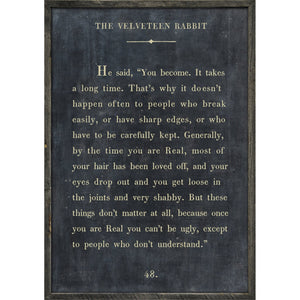 The Velveteen Rabbit - Book Collection Art Print-Art Print-17"x 25"-Charcoal-Grey Wood Frame-Jack and Jill Boutique