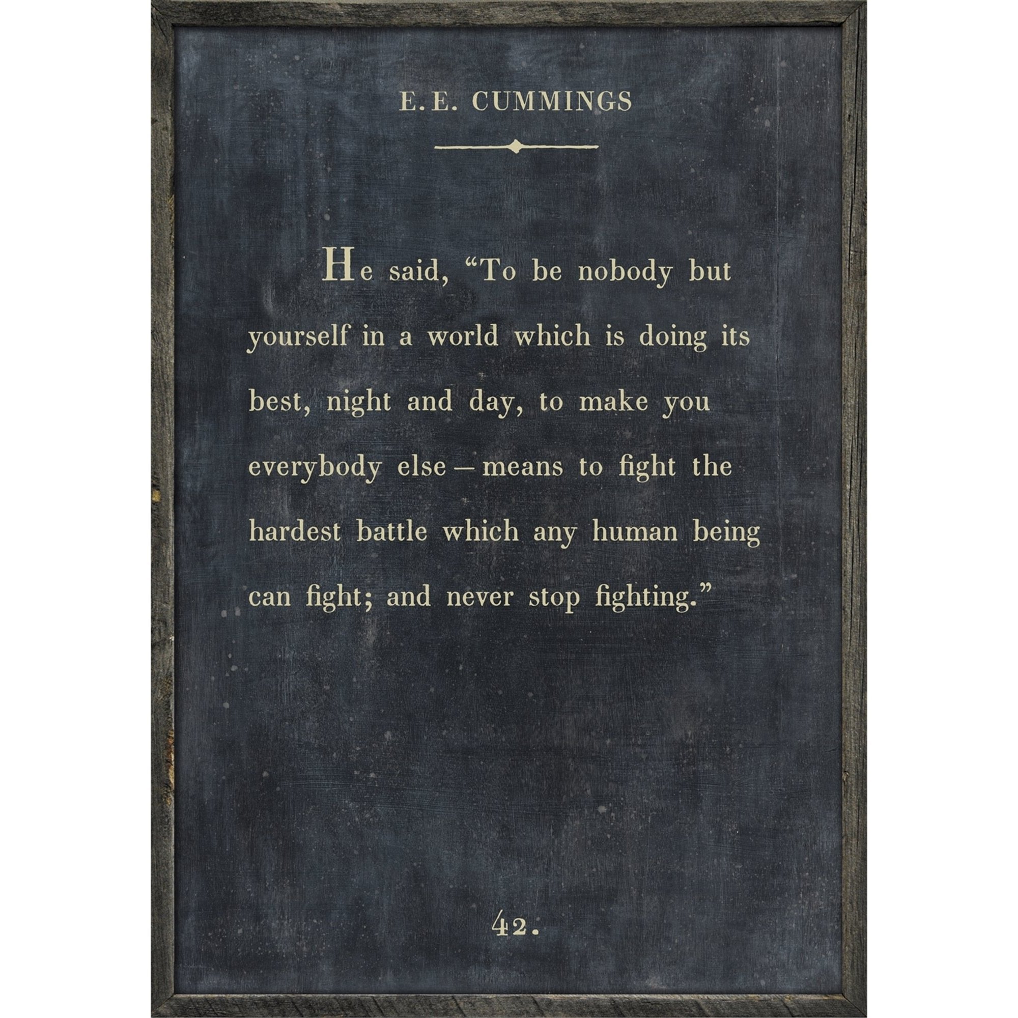 E. E. Cummings - Book Collection Art Print-Art Print-17" x 25"-Charcoal-Grey Wood Frame-Jack and Jill Boutique