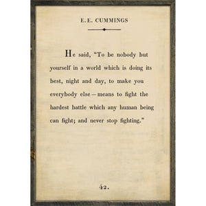 E. E. Cummings - Book Collection Art Print-Art Print-17" x 25"-Cream-Grey Wood Frame-Jack and Jill Boutique