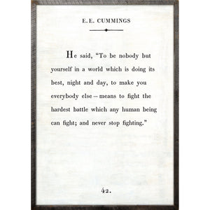 E. E. Cummings - Book Collection Art Print-Art Print-17" x 25"-White-Grey Wood Frame-Jack and Jill Boutique