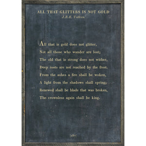 All that is gold does not glitter - Poetry Collection Art Print-Art Print-17" x 25"-Charcoal-Grey Wood Frame-Jack and Jill Boutique