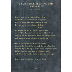 I Carry Your Heart - Poetry Collection Art Print-Art Print-17" x 25"-Charcoal-Gallery Wrap-Jack and Jill Boutique