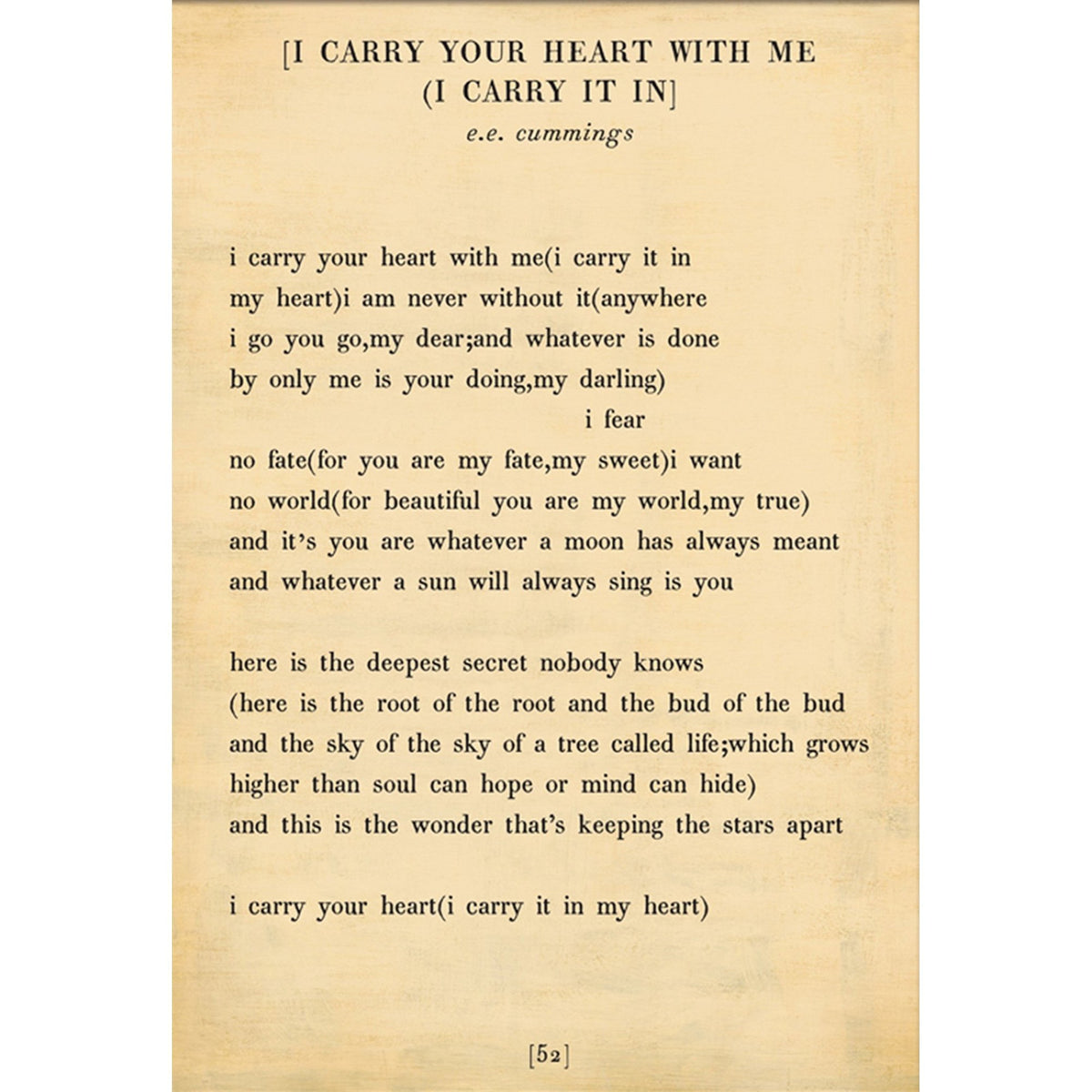 I Carry Your Heart - Poetry Collection Art Print-Art Print-Jack and Jill Boutique