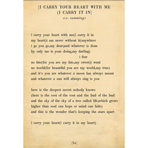 I Carry Your Heart - Poetry Collection Art Print-Art Print-17" x 25"-Cream-Gallery Wrap-Jack and Jill Boutique