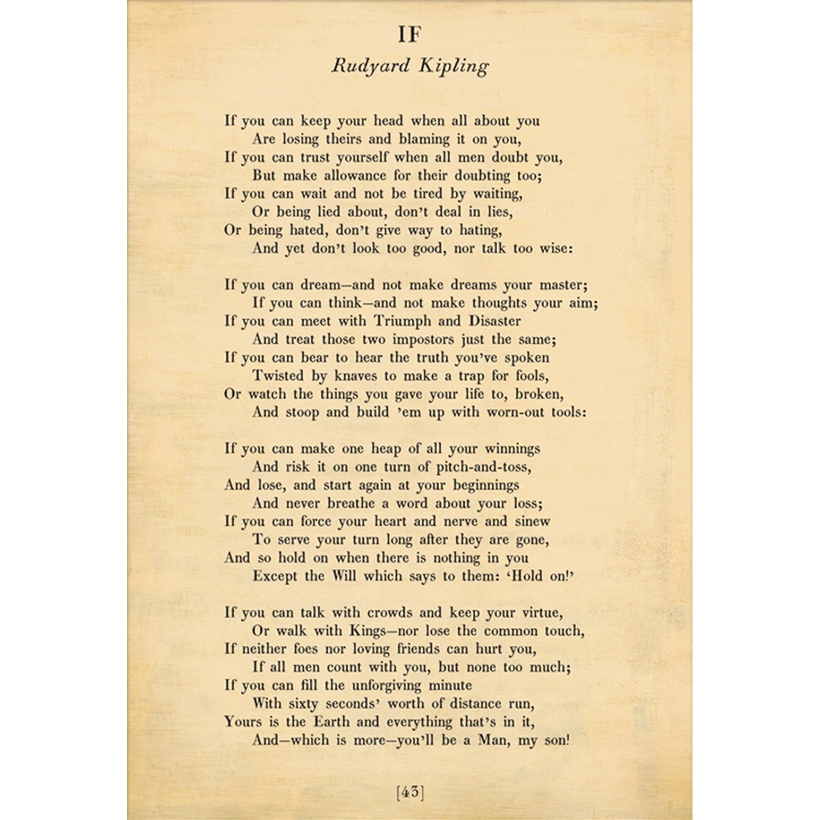 If - Poetry Collection Art Print-Art Print-17" x 25"-Cream-Gallery Wrap-Jack and Jill Boutique