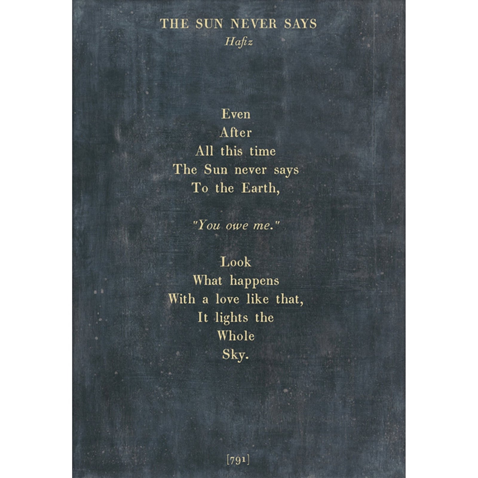 The Sun Never Says - Poetry Collection Art Print-Art Print-17" x 25"-Charcoal-Gallery Wrap-Jack and Jill Boutique