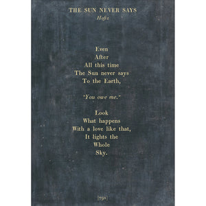 The Sun Never Says - Poetry Collection Art Print-Art Print-17" x 25"-Charcoal-Gallery Wrap-Jack and Jill Boutique