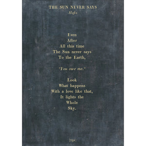 The Sun Never Says - Poetry Collection Art Print-Art Print-17" x 25"-Charcoal-Gallery Wrap-Jack and Jill Boutique