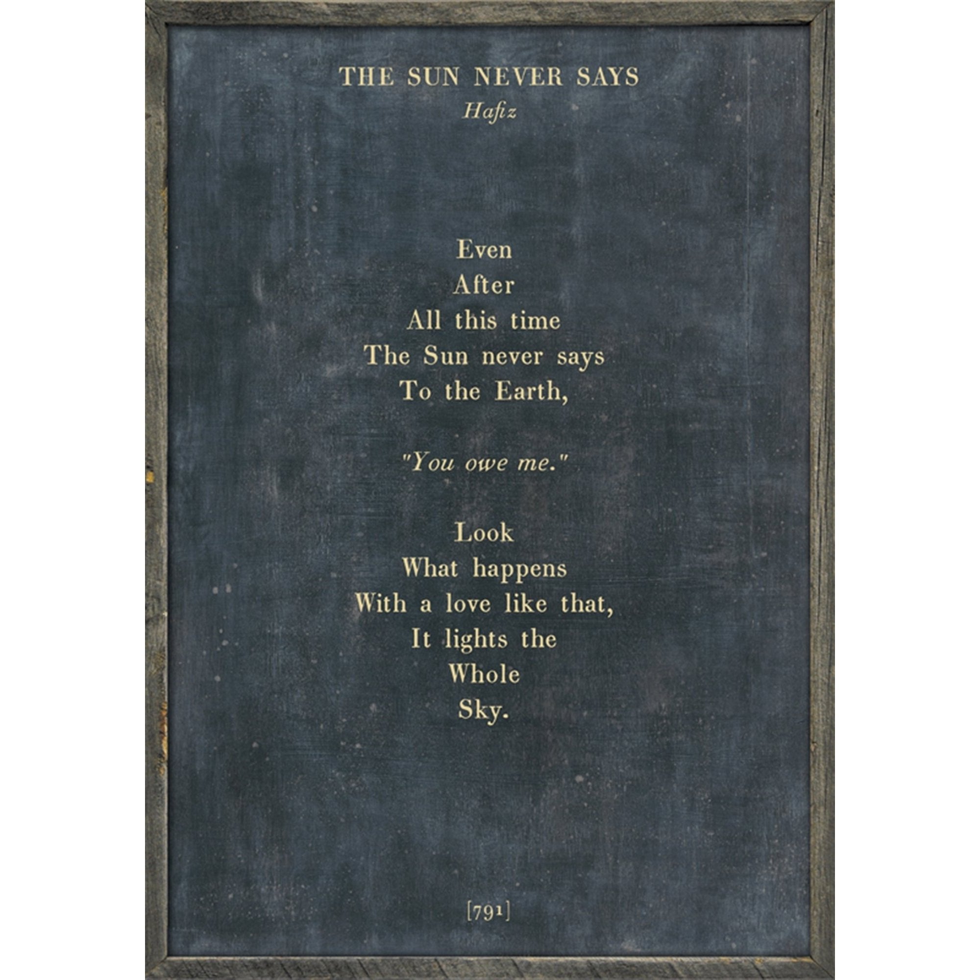 The Sun Never Says - Poetry Collection Art Print-Art Print-17" x 25"-Charcoal-Grey Wood Frame-Jack and Jill Boutique